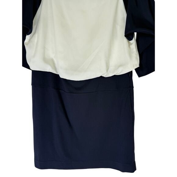 Loft Black & White Color Block Dolman Sleeves Blouson Mini Dress Career Size 4P - Picture 3 of 10